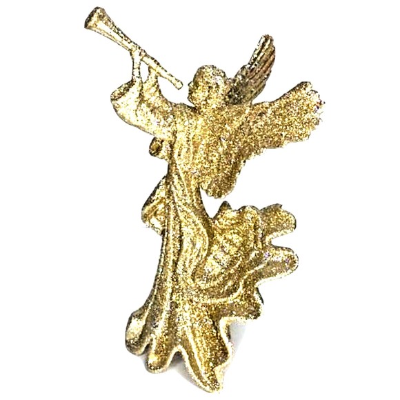 Gold Glittered Angel Christmas Tree Topper, Holiday Ornament Decoration - Picture 6 of 9